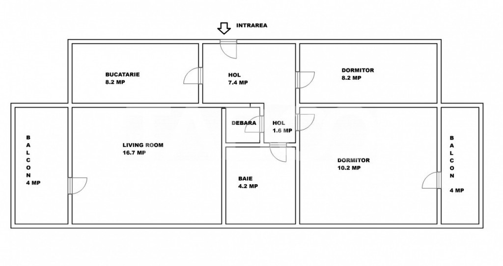 3 camere decomandate de vanzare la etajul 2 cu balcon si piv