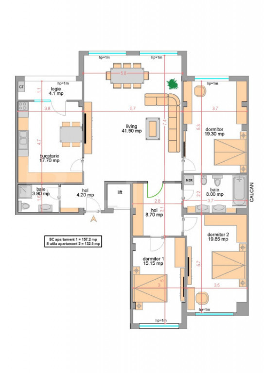 Apartament 4 camere, 132 mpu, bloc boutique cu lift, zona Ce