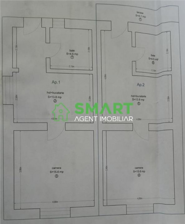 2 apartamente 1 camera la casa. Arad, zona Poetului.