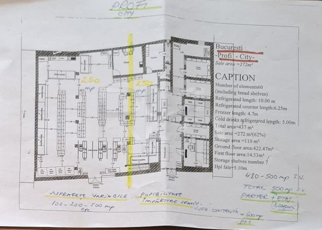 SPATIU COMERCIAL 600 mp de la 14 euro/mp PENTRU MARKET ZONA