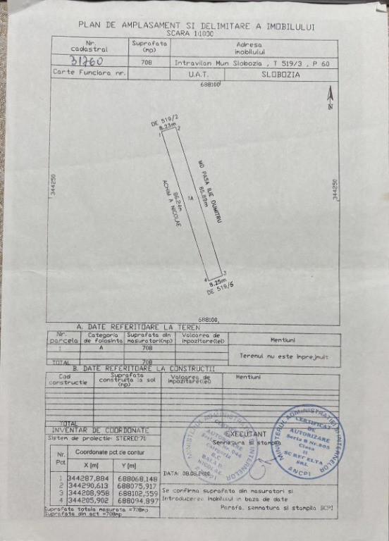 Teren agricol intravilan 708mp