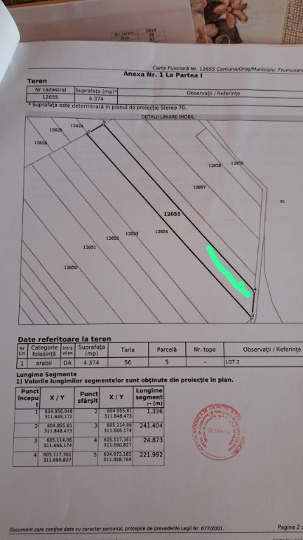 Teren Frumusani 4374 mp