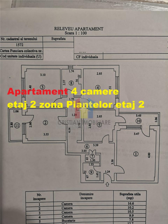 4 camere, 80 mp, etaj 2, Decomandat - Plantelor