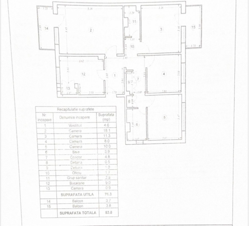 Apartament de vanzare, 4 camere, 83 mp, decomandat, etaj 1,