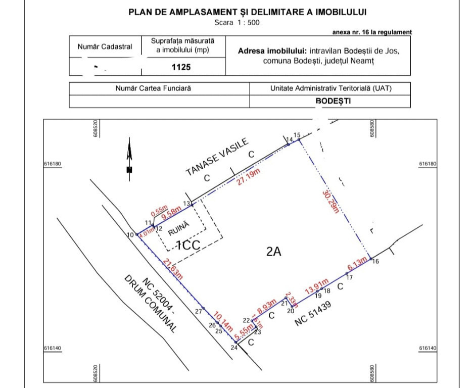 Teren intravilan Bodești 534mp