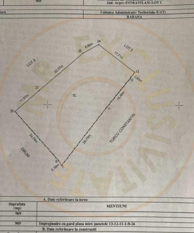 Teren 969 mp intravilan la 10km de Pitesti, langa padure.