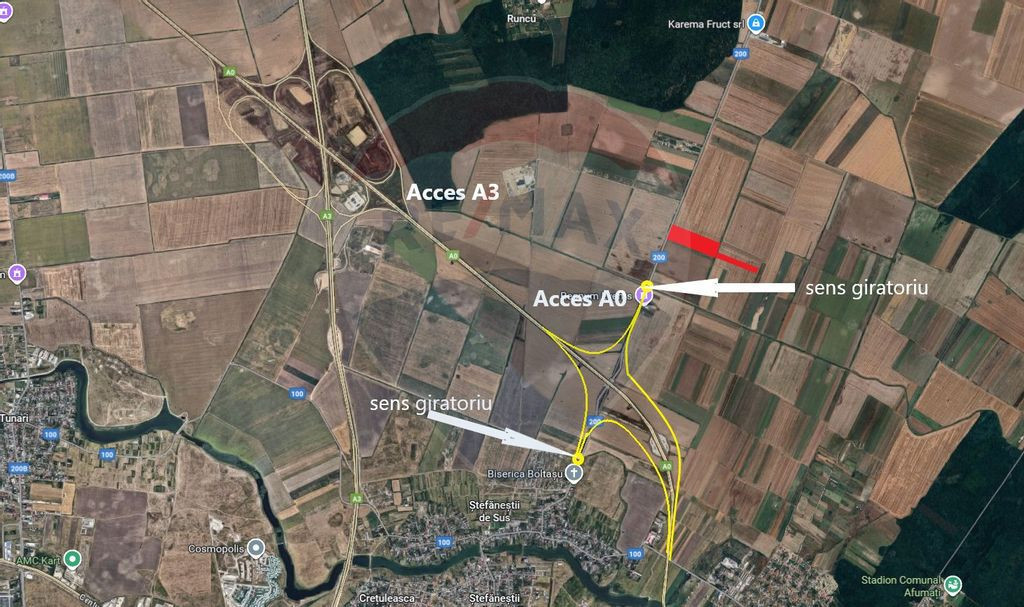 Teren intravilan 7.9 ha, Afumati, deschidere 120m Soseaua...