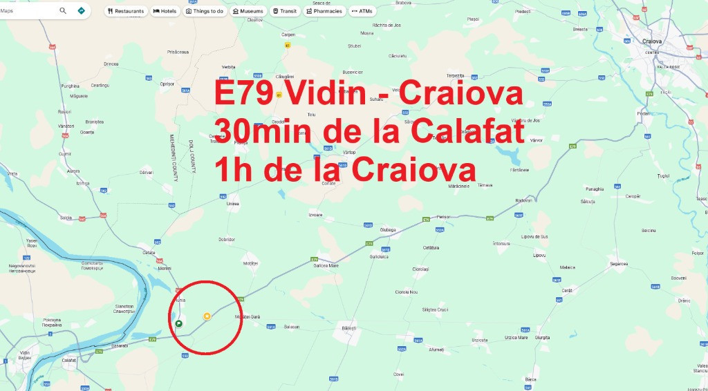 Teren cu posibilitati de investitii, pe drum european E79, 14300mp