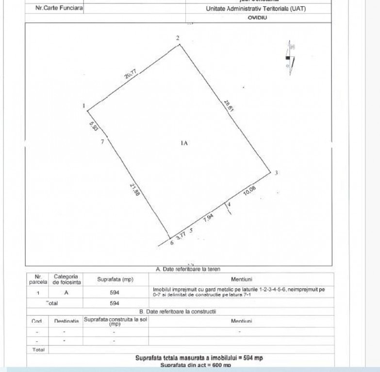 Teren liber pentru casă/case in centru, Ovidiu