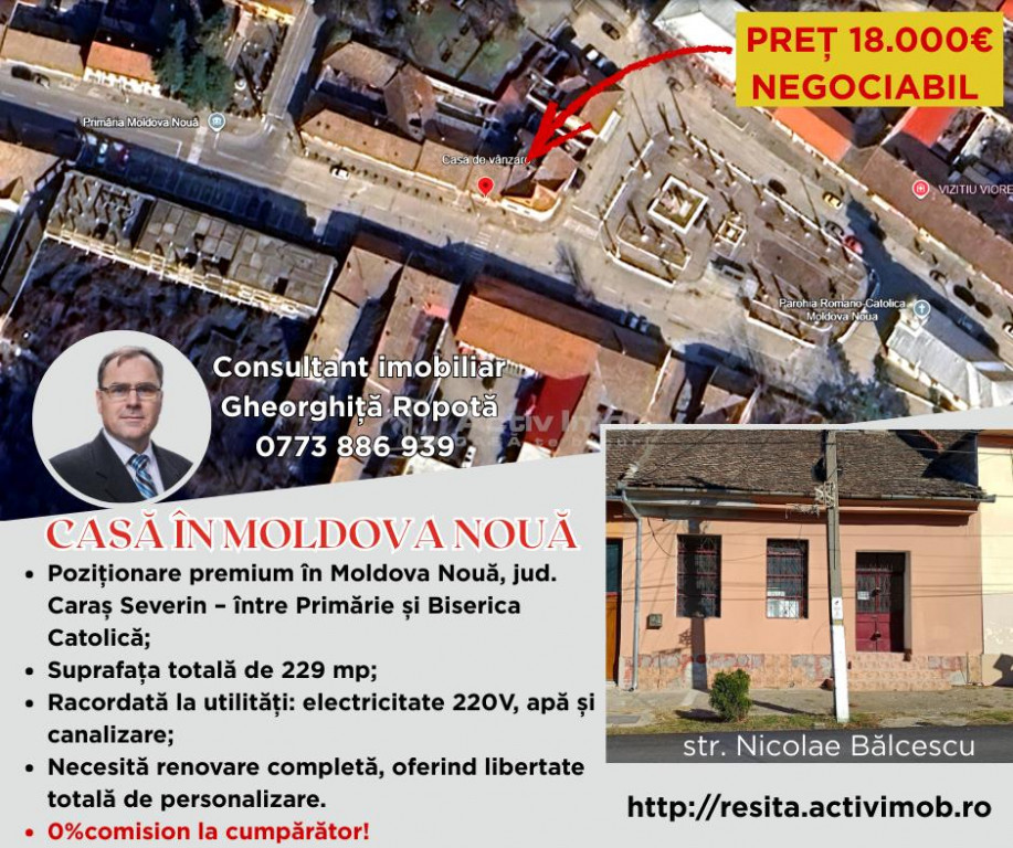Casa cu teren 229 mp – Moldova Noua, jud. Caras Severin