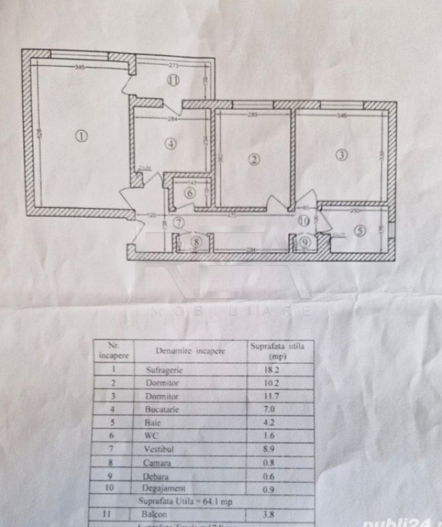 Apartament 3 camere, decomandat- Str Liniei, Gorjului