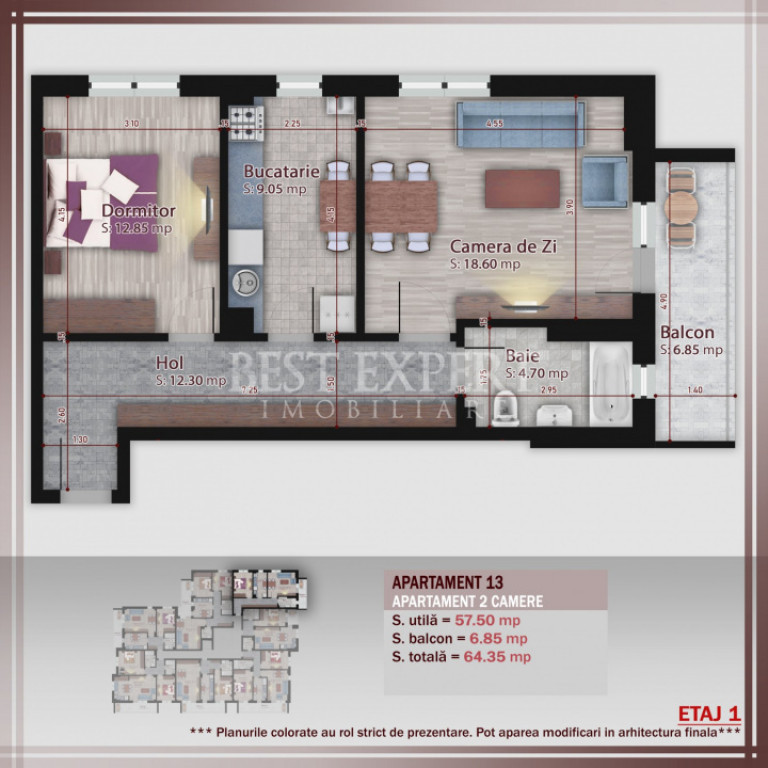 2 Camere Bloc Intim Zona Linistita