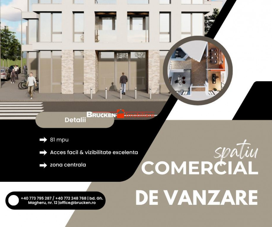 SPATIU COMERCIAL PREMIUM - locatie centrala, vizibilitate ex
