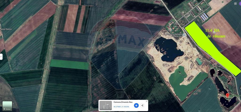 Teren de vânzare 113,931 mp, pretabil balastieră în Zi...