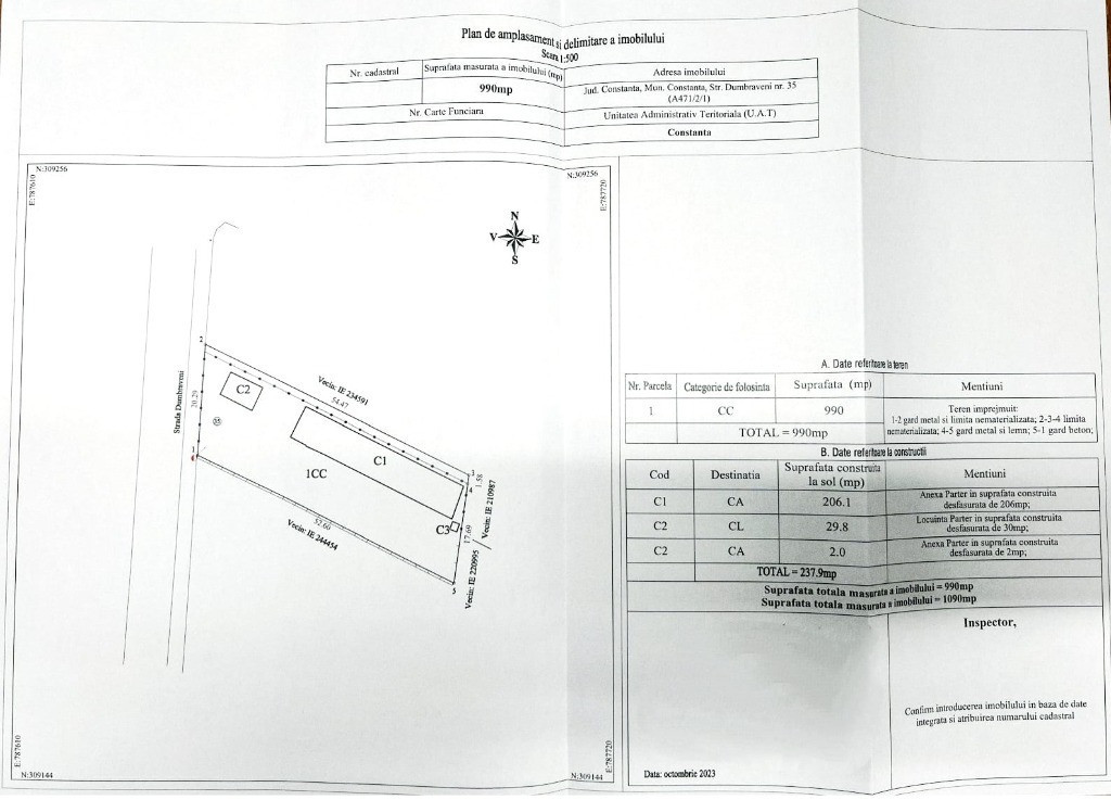 Teren cu construcție – Palazu Mare, str. Dumbrăveni 990mp