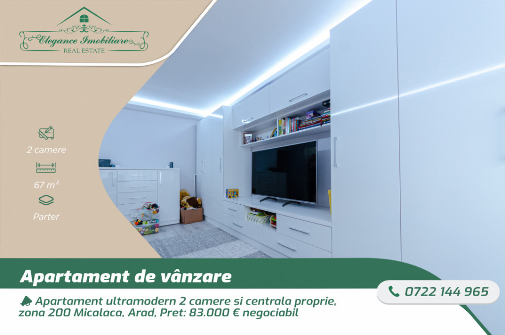 Apartament ultramodern 2 camere si centrala proprie, zona 20