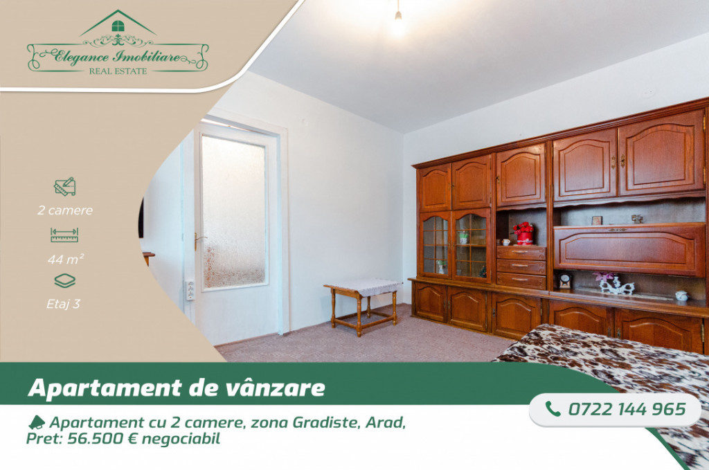 Apartament cu 2 camere, zona Gradiste, Arad