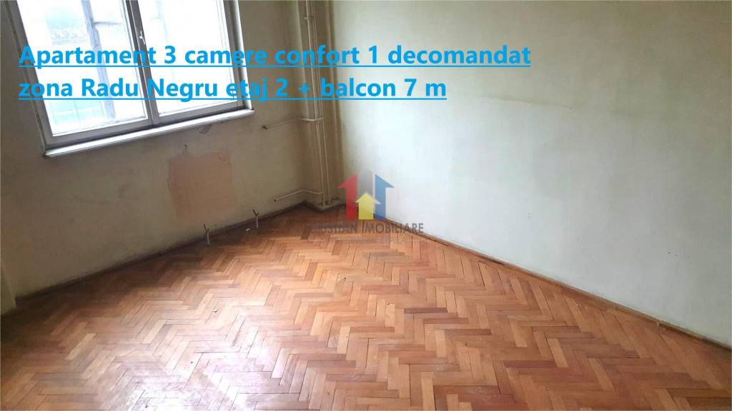 Apartament 3 camere Radu Negru etaj 2 balcon 7m