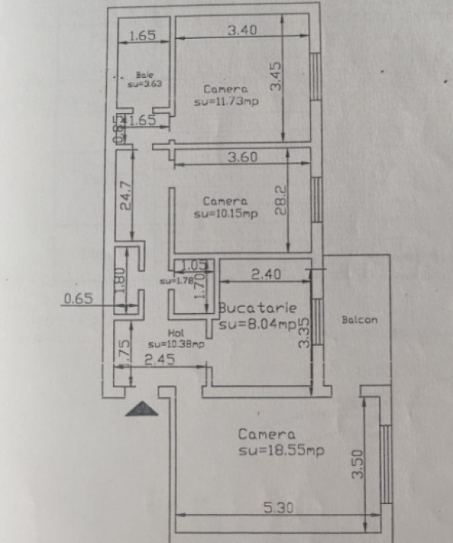 APARTAMENT 3 CAMERE, DECOMANDAT, ETAJ INTERMEDIAR CANTA, MOB