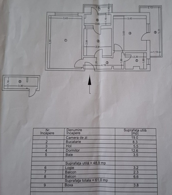 Apartament 2 camere Vest-decomandat-cu boxa cu acte!