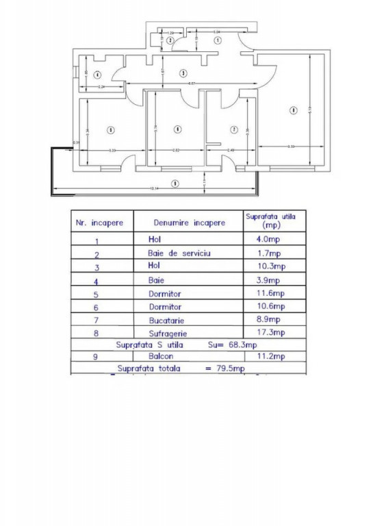Republicii-z. p. M. Viteazul - 3cam, cf1A, dec,2/4 - 95000eu