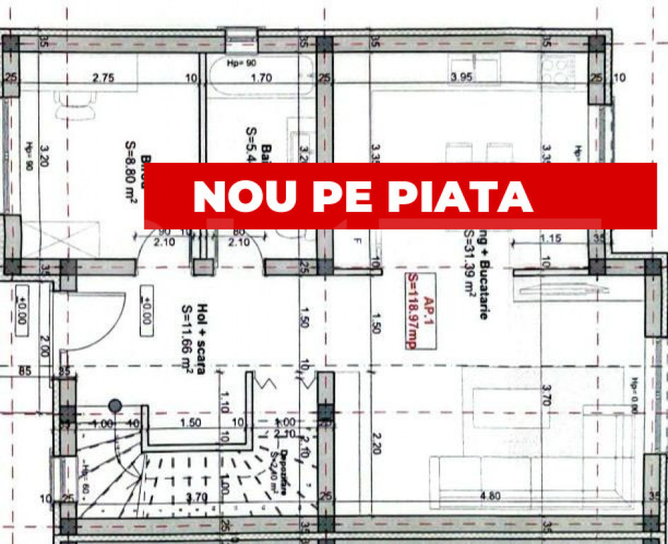 Duplex Chisoda 120mp utili 5 camere P+1E 3 BAI 2 locuri de p