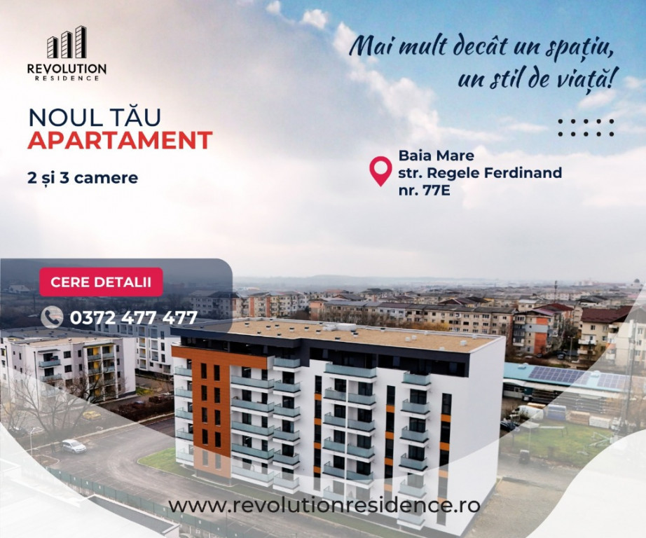 COMISION 0% Apartamente 2 si 3 camere-Regele Ferdinand 77E,Baia Mare