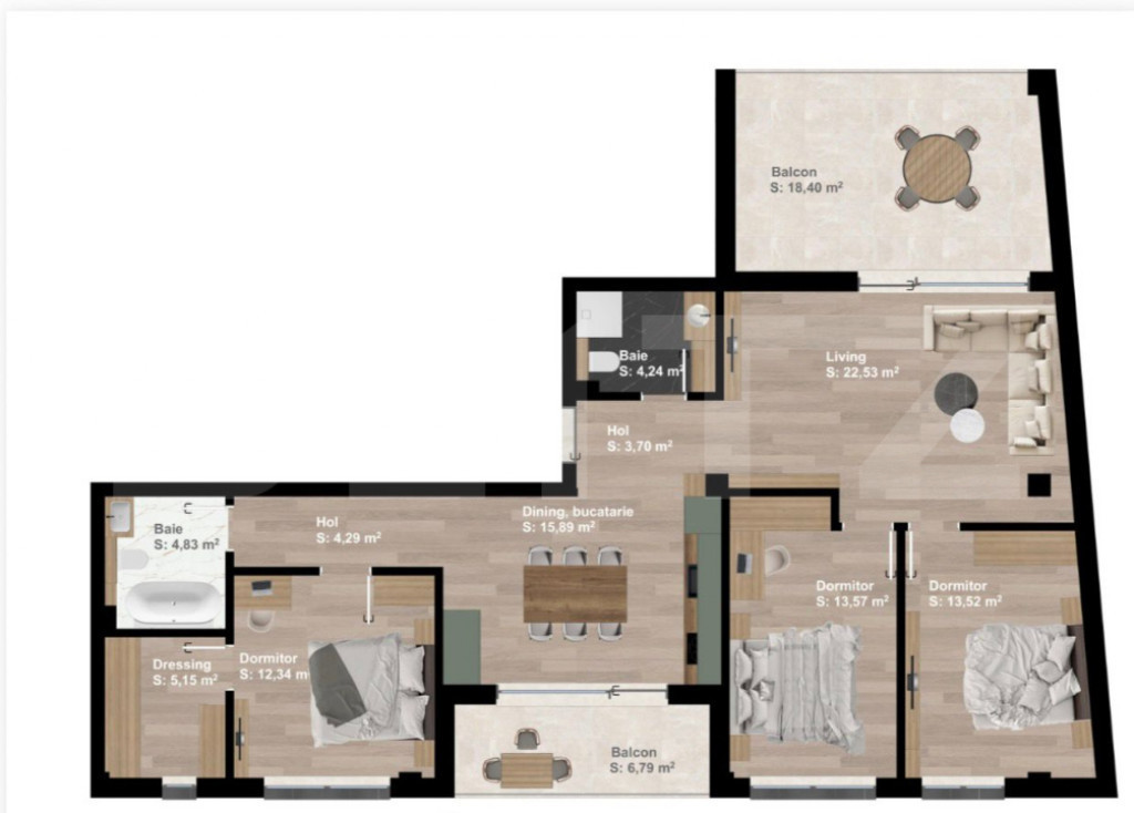Apartament 4 camere, 100mp, finisat, zona Traian Vuia