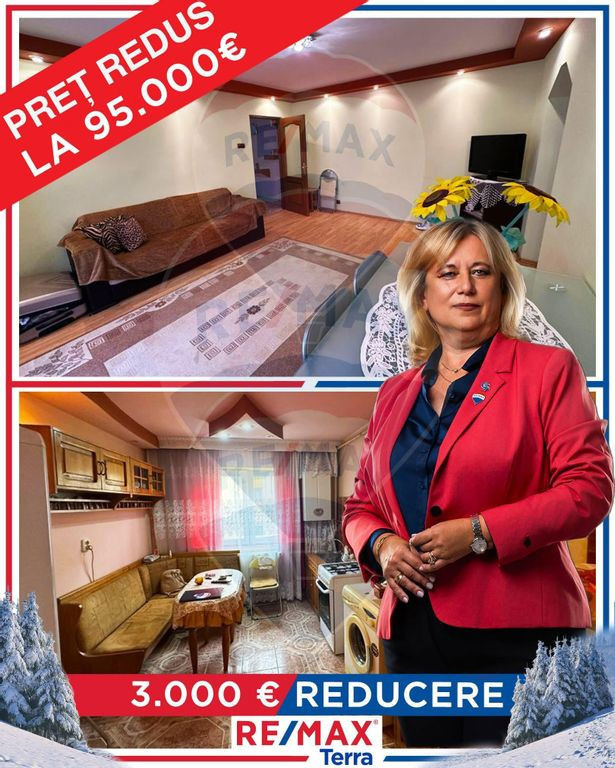 Etaj 2 , apartament cu 3 camere DE VÂNZARE în zona Traian