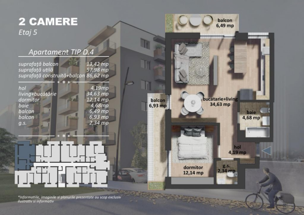 Apartament 2 camere de vanzare zona Postalionului
