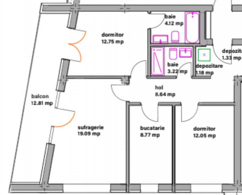 Apartament modern cu 3 camere, balcon si dressing - bloc nou