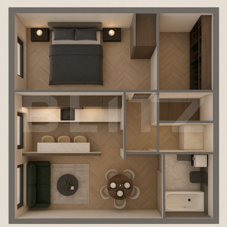 Apartamente moderne cu 2 camere, balcon si dressing - bloc n