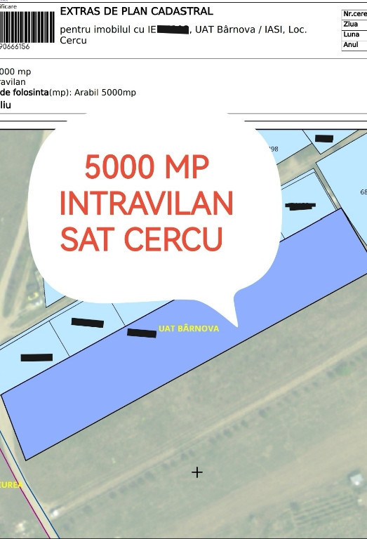 Bucium, 5000 mp teren intravilan, perfect plan, 6 km din Iași!