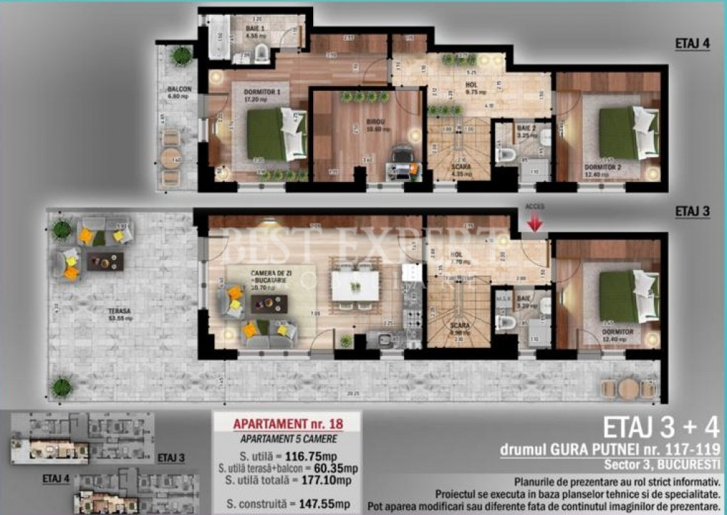 Apartament 5 camere, Duplex -Finisaje Premium /Disponibilita