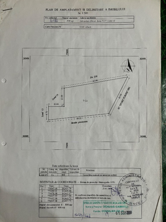 Teren intravilan în Com. Albești 808mp