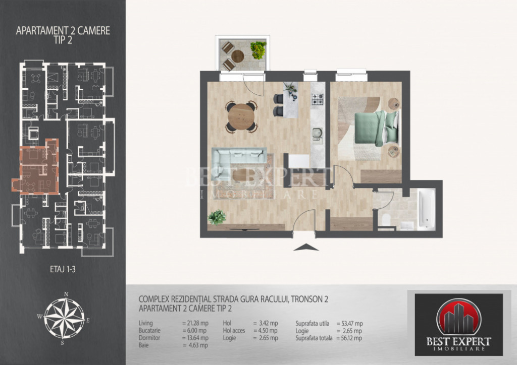 2 camere Zona Linistita -600 mt Metrou N.Teclu