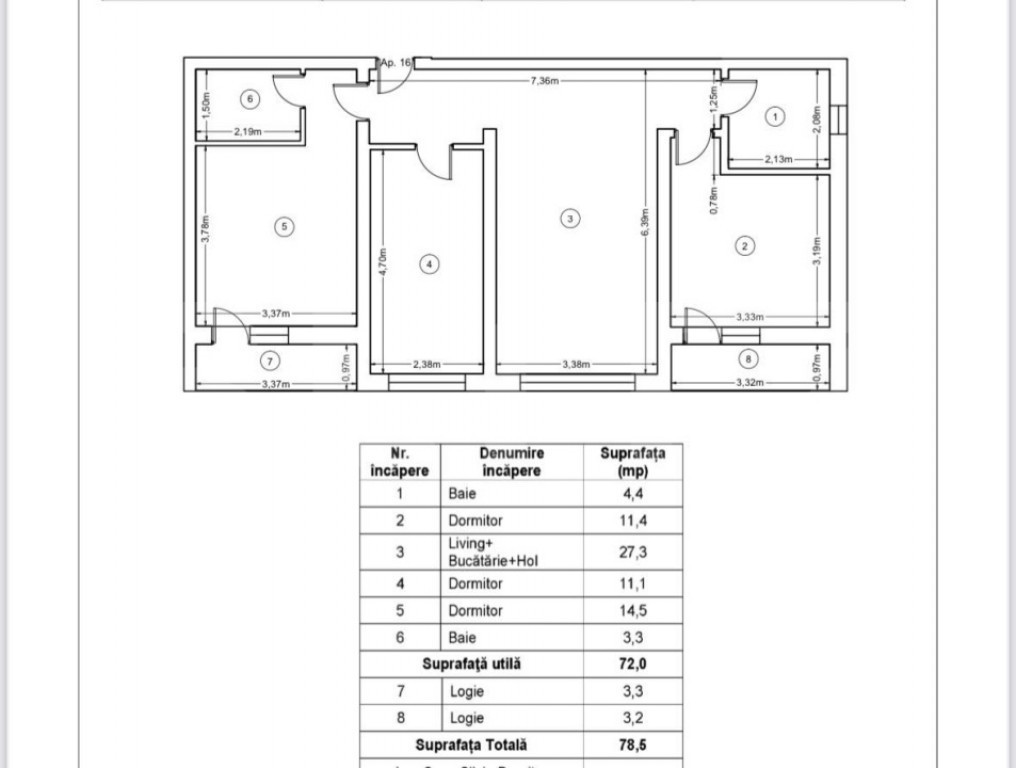 Apartament nou, 4 camere, 78,5 mp, Zona Ipotesti