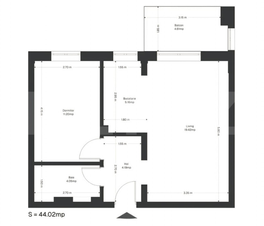 Apartament 2 camere+ balcon, 43.04 mp, zona Ghirodei