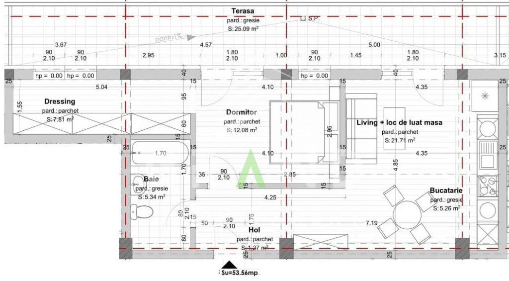 Ap 2 camere+dressing+terasă 25 mp | Parcare subterană | D?