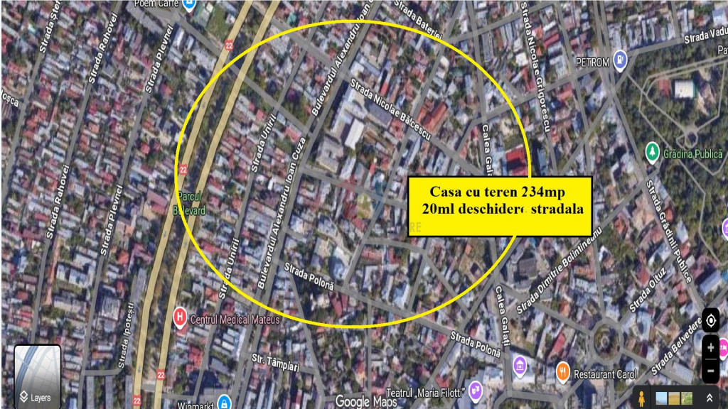 Lic. Balcescu-Casa batraneasca teren=234mp, 20m front strada