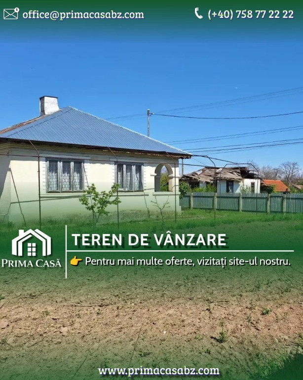 Teren + Casă bătrânească | Comuna Smeeni, jud. Buzău | 2.878 mp |