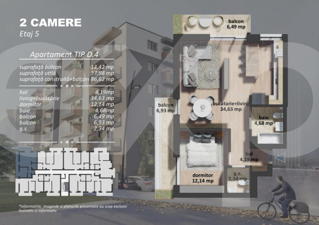 Apartament 2 camere de vanzare zona Postalionului