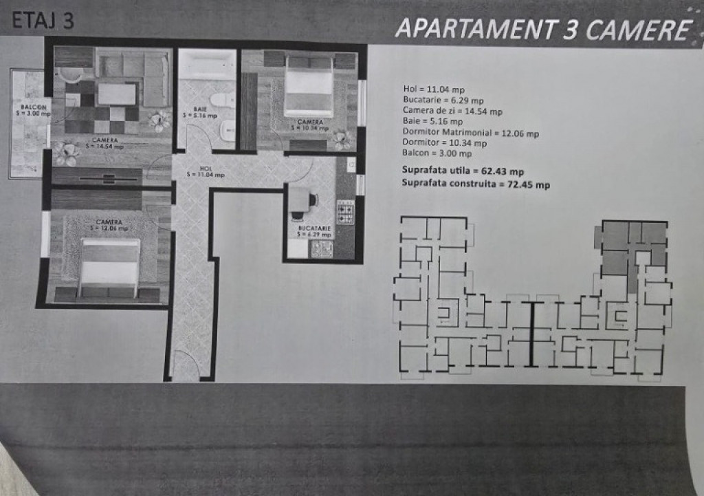 Apartament 3 camere strada Anghel Moldoveanu