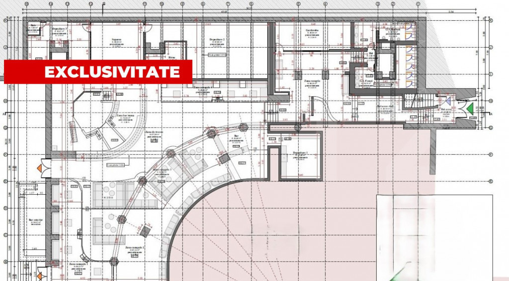 Spațiu de închiriat, 920 mp, cu terasă 500 mp, zona Centr
