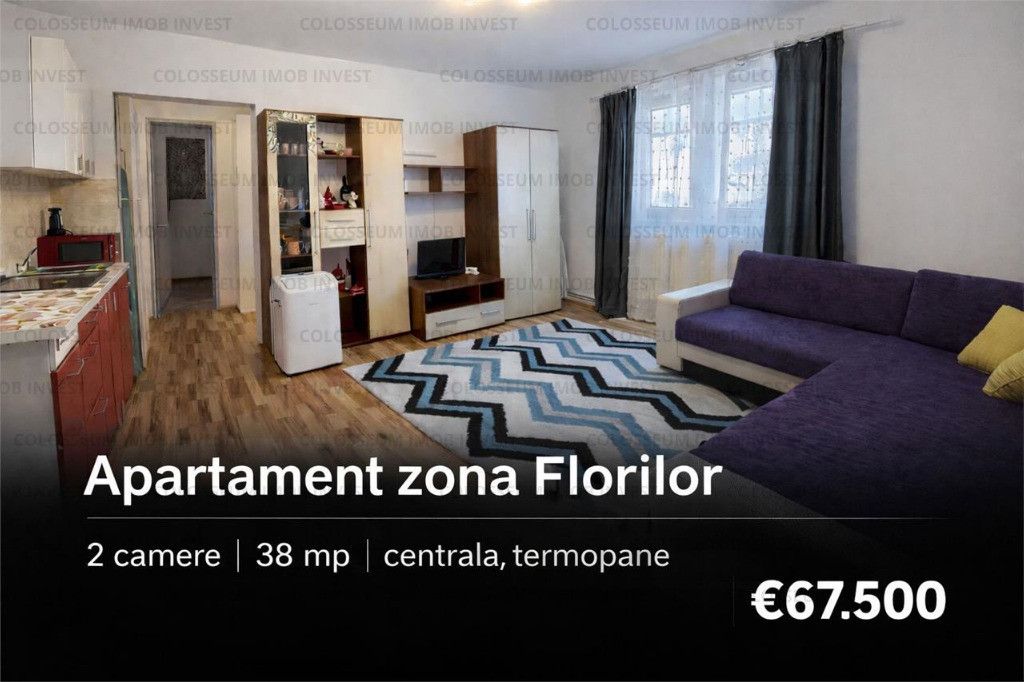 Apartament 2 camere, semidecomandat - zona Florilor/Magnoliei