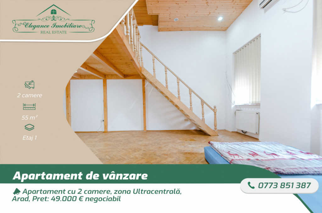 Apartament cu 2 camere, zona ultracentrală, Arad