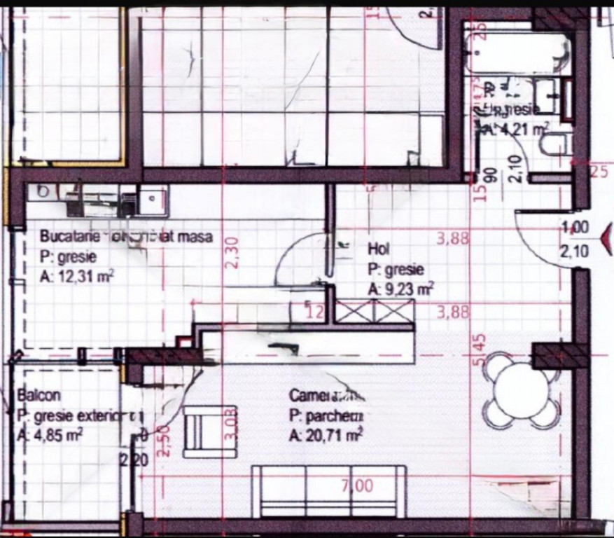 Apartament cu 1 camera + bucatarie inchisa, Soporului – ap