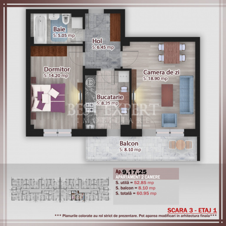 2 camere – Confort premium într-un spațiu echilibrat-5 m