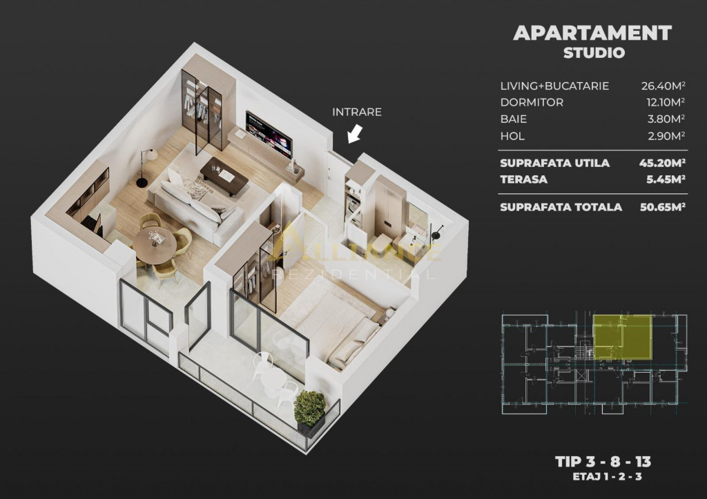 ZONA PRIMARIEI POPESTI - Apartament tip studio - 53 mp