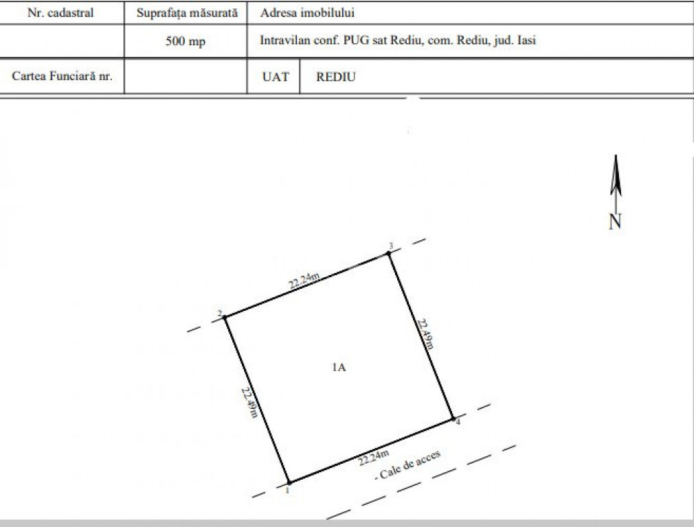 TEREN INTRAVILAN VALEA LUPULUI-REDIU , 500 MP utili + 120 MP